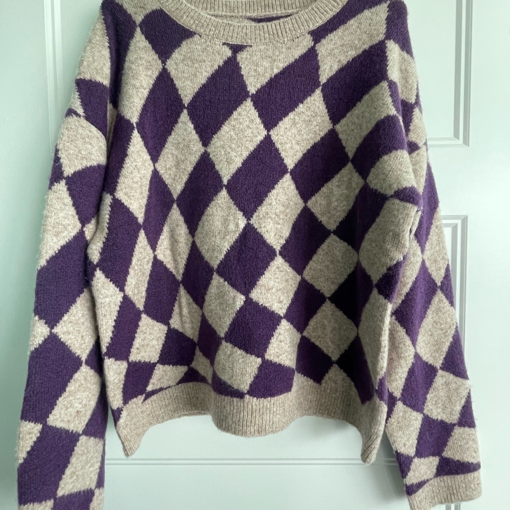 New Purple and Cream Diamond Pattern Sweaters 2 pieces sets for $50 size M